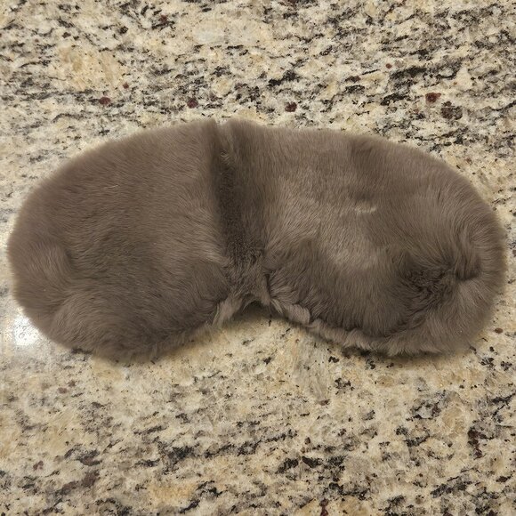 RARE YVES SALOMON GRAY GREY SILK LINED RABBIT FUR EYE FACE SLEEP MASK PROTECTOR - Picture 1 of 10